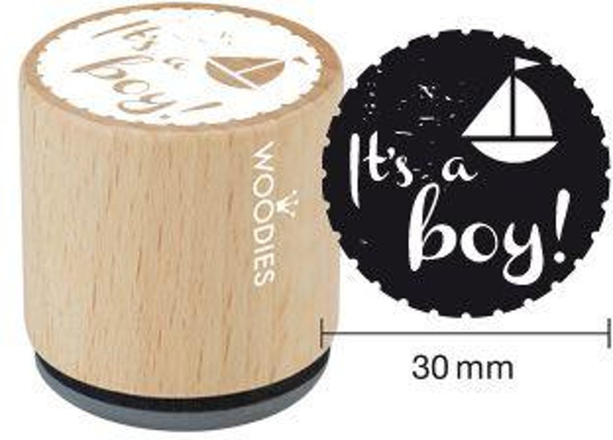 Hobbystempel | Houten geboorte stempel Woodies | Its a Boy